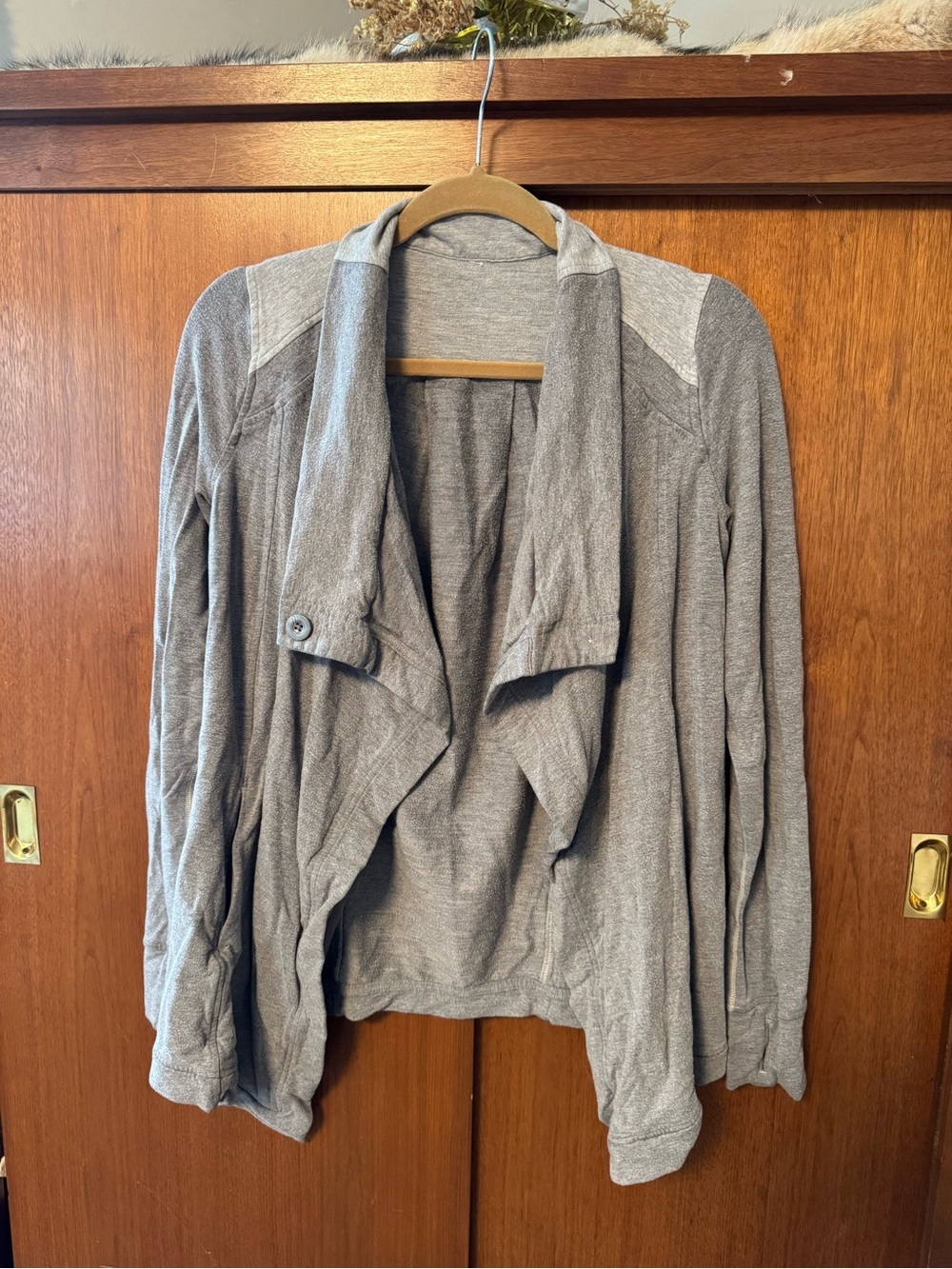 lululemon athletica Heather Gray Open Front Draped Cardigan